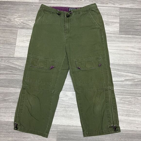 Vintage‎ Y2K American Eagle Cargo Pants Women 27x21 Green Knickers Capri Army - Picture 1 of 12